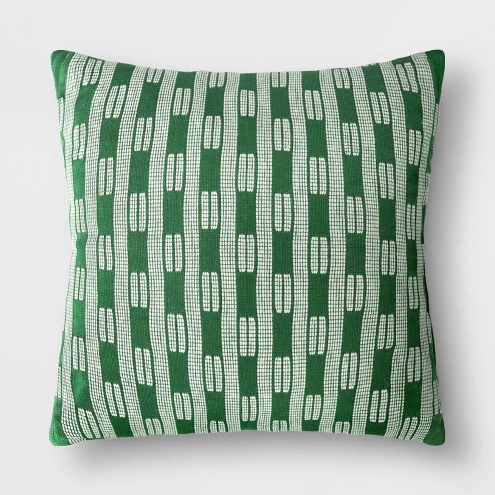 Oversized Dash Square Throw Pillow Ivory/Green - Threshold - New